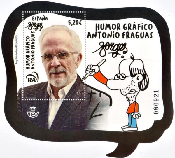 ESPAÑA/SELLOS. 2019  - HISTORIETAS - ANTONIO FRAGUAS - BLOQUE - NUEVO