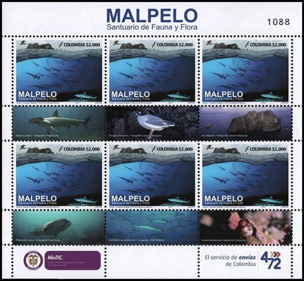 COLOMBIA/SELLOS,2016 - SANTUARIO DE FLORA Y FAUNA - MALPELO - YV 1775 - HOJITA - NUEVO