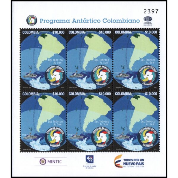 COLOMBIA/SELLOS, 2016 - PROGRAMA ANTARTICO COLOMBIANO - YV 1804 - HOJITA - NUEVO