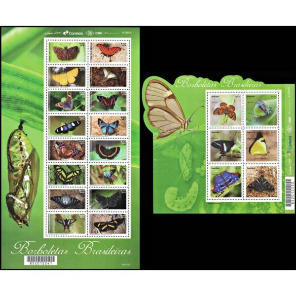 BRASIL/SELLOS, 2016 - MARIPOSAS - YV 3598/3613 + BF 178 - HOJITA + BLOQUE - NUEVO