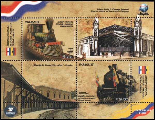 PARAGUAY/SELLOS, 2018 - TRENES - LOCOMOTORAS - YV BF 71 - BLOQUE - NUEVO