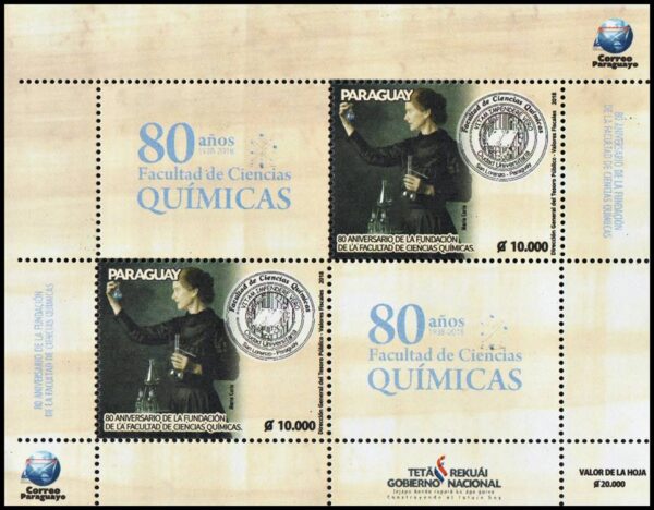 PARAGUAY/SELLOS, 2018 - QUIMICA - MARIE CURIE - HOJITA - NUEVO
