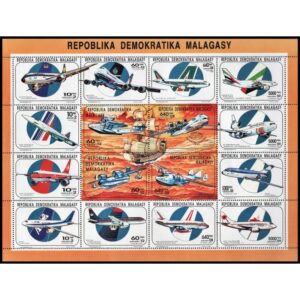 MADAGASCAR/STAMPS, 1993 - AIRPLANES  - YV 1204/1219 - MINI SHEET - MNH