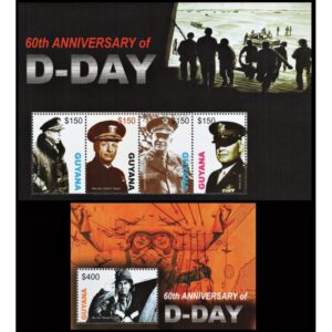 GUYANA/SELLOS, 2004 - SEGUNDA GUERRA MUNDIAL - "DIA D" - YV 5766/69 + BF 475 - HOJITA + BLOQUE - NUEVO