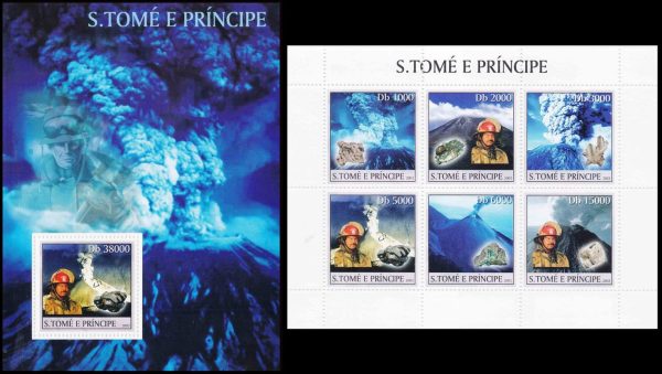 SANTO THOME Y PRINCIPE/SELLOS, 2003 - BOMBEROS - YV 1392/97 + BF 216 - HOJITA + BLOQUE - NUEVO