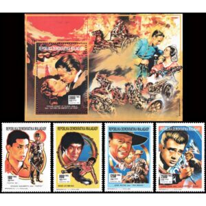 MADAGASCAR/STAMPS,  1991 - CINEMA - YV 1044/47 + BF 75 - 4 VALUES + SOUV SHEET - MNH