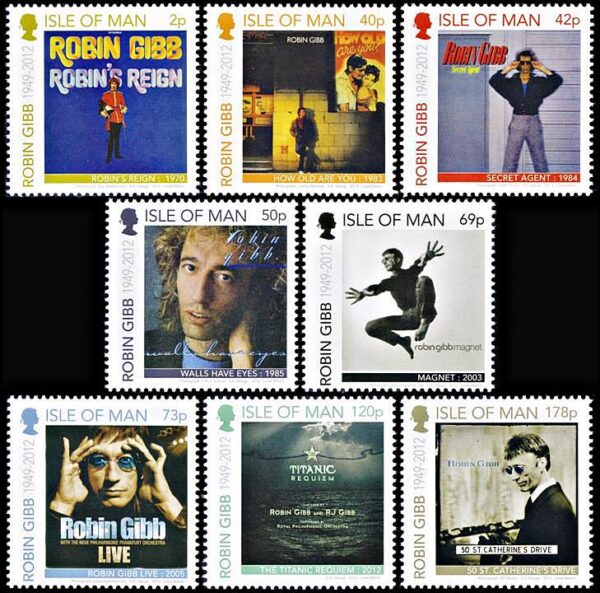 ISLA DE MAN/SELLOS, 2012 - MUSICA - ROBIN GIBB - YV 1881/88 - 8 VALORES – NUEVO