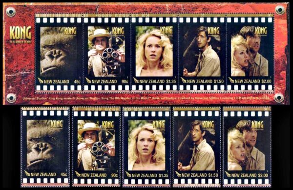 NEW ZEALAND/STAMPS, 2005 - CINEMA - KING KONG - YV 2195/99 + BF 201 - 5 VALUES + SOUV SHEET - MNH