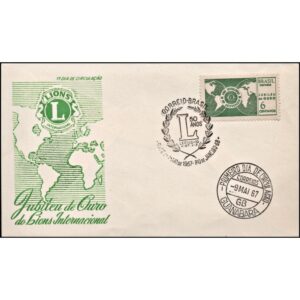 BRASIL/SOBRES, 1967 - CLUB DE LEONES -YV 821 - PRIMER DIA EMISION - 50 AÑOS DEL LEONISMO