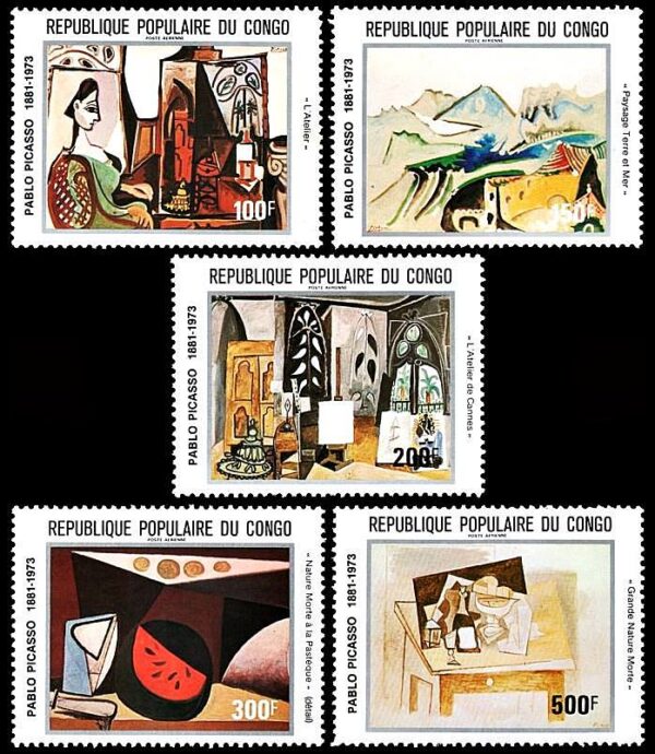 CONGO/SELLOS, 1981 - PINTURAS - PICASSO - YV A 292/96 - 5 VALORES - NUEVO