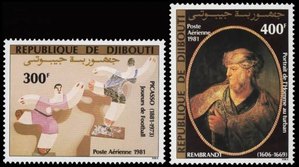 DJIBOUTI/SELLOS, 1981 - PINTURAS - PABLO PICASSO - REMBRANDT - YV A 153/54 - 2 VALORES - NUEVO