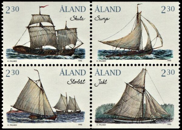 ALAND (FINLANDIA) SELLOS, 1995 - BARCOS - YV 95/98 - 4 VALORES - NUEVO