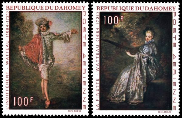 DAHOMEY/SELLOS, 1971 - PINTURAS - WATTEAU - YV A 141/42 - 2 VALORES