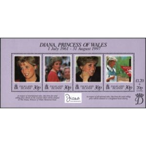 ISLAS MALVINAS/SELLOS, 1998 - REALEZA - LADY DIANA SPENCER - YV BF 18 - BLOQUE - NUEVO