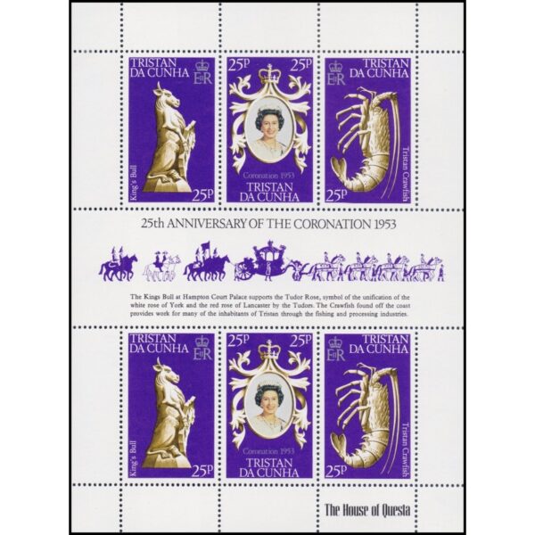 TRISTAN DA CUNHA/SELLOS, 1977 - REALEZA - ELIZABETH II - YV 233/35 - HOJITA - NUEVO