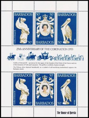 BARBADOS/SELLOS, 1977 - REALEZA - ELIZABETH II - YV 449/51 - HOJITA - NUEVO