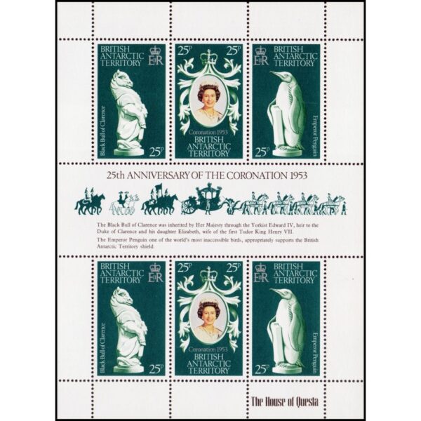 ANTARTIDA BRITANICA (B.A.T.) SELLOS, 1977 - REALEZA - ELIZABETH II - YV 75/77 - HOJITA - NUEVO