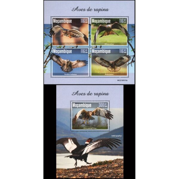 MOZAMBIQUE/STAMPS, 2020 - BIRDS OF PREY - MINI SHEET + SOUV SHEET - MNH