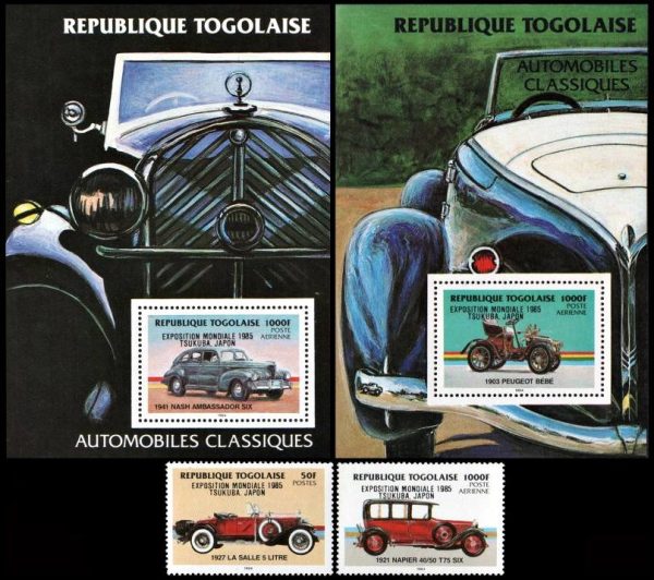 TOGO/SELLOS, 1986 - AUTOMOVILES - YV 1191 N+ A 588 + BF 249/50 - 2 VALORES + 2 BLOQUES - NUEVO