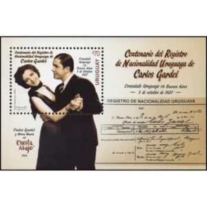 URUGUAY/STAMP, 2020 - USIC - TANGO - CARLOS GARDEL - SOUVENIR SHEET - MNH