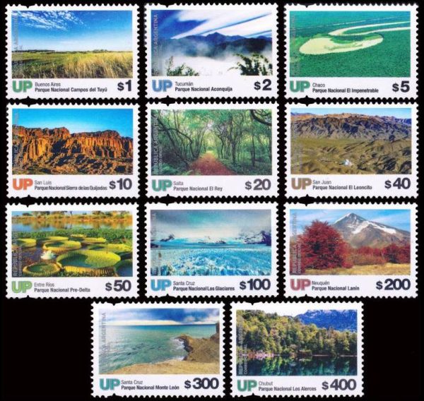 ARGENTINA/SELLOS, 2019 - UNIDAD POSTAL - PARQUES NACIONALES DE ARGENTINA - 11 VALORES - NUEVO