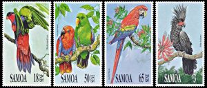 SAMOA/SELLOS, 1991 - AVES - LOROS - YV 724/27 - 4 VALORES - NUEVO