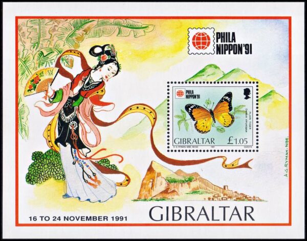 GIBRALTAR/SELLOS, 1991 - MARIPOSAS - YV BF 15 - BLOQUE - NUEVO