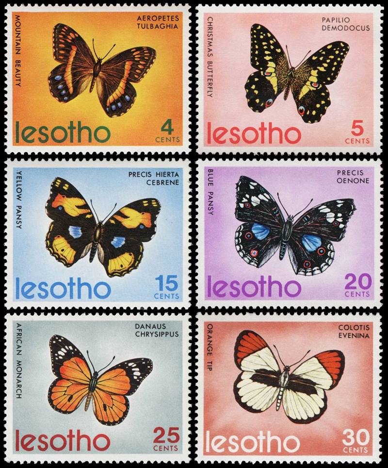 LESOTHO/SELLOS, 1973 - MARIPOSAS - YV 242/48 - 6 VALORES - NUEVO