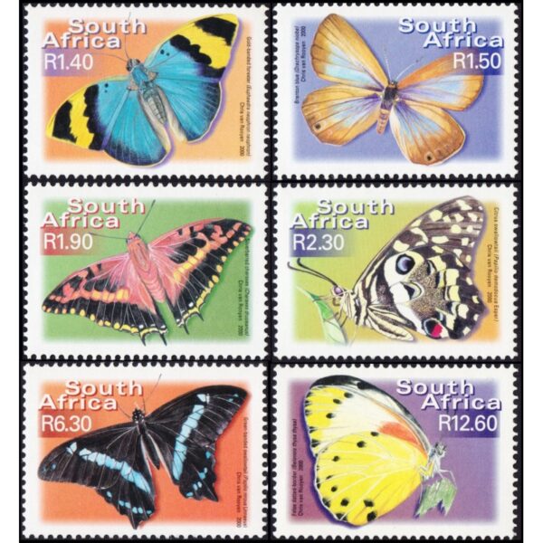 SOUTH AFRICA/STAMPS, 2000  BUTTERFLIES - YV 1127P/27U - 6 VALUES - MNH