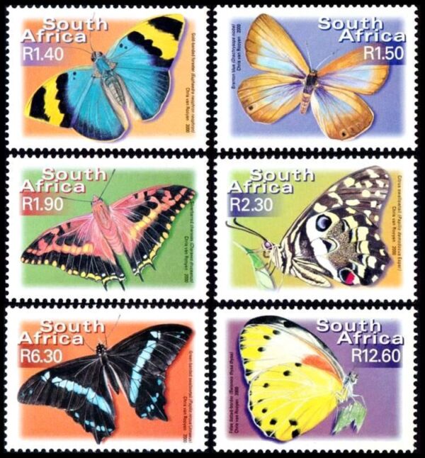 AFRICA DEL SUR/SELLOS, 2000 -MARIPOSAS - YV 1127P/27U - 6 VALORES - NUEVO