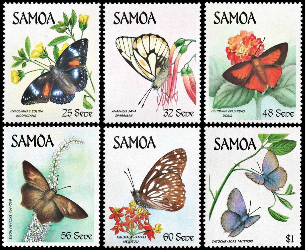 SAMOA/SELLOS, 1996 - MARIPOSAS - YV 597/602 - 6 VALORES - NUEVO