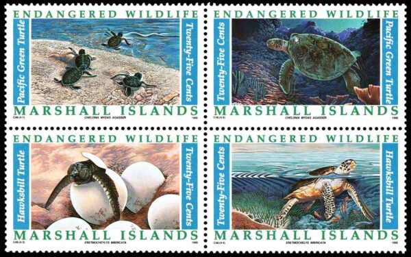 MARSHALL/SELLOS, 1990 - TORTUGAS MARINAS - YV 296/99 - 4 VALORES - NUEVO