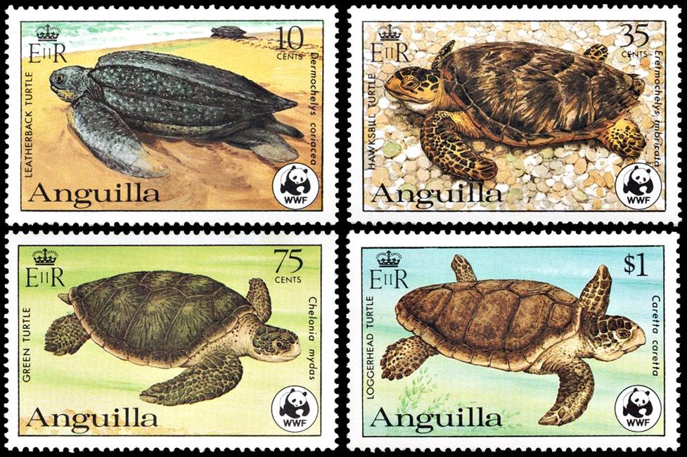 ANGUILLA/SELLOS, 1983 - W.W.F. - TORTUGAS MARINAS - YV 492/95 - 4 VALORES - NUEVO