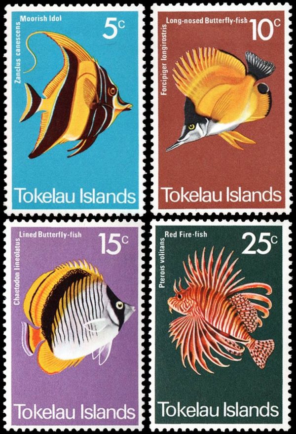 TOKELAU/SELLOS, 1975 - FAUNA MARINA - PECES - YV 45/48 - 4 VALORES - NUEVO