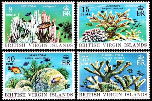 VIRGENES/SELLOS, 1977 - FAUNA MARINA - CORALES - PECES - YV 331/34 - 4 VALORES - NUEVO