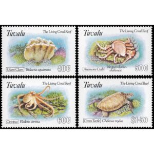 TUVALU/SELLOS, 1993 - FAUNA MARINA - CORALES - CANGREJO - TORTUGA - YV 629//32 - 4 VALORES - NUEVO