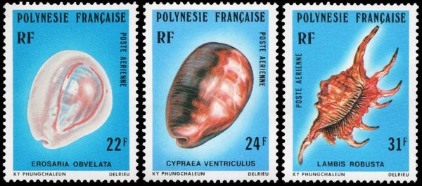 POLINESIA FRANCESA/SELLOS, 1978 - FAUNA MARINA - CARACOLES - A 132/34 - 3 VALORES - NUEVO