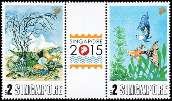 SINGAPUR/SELLOS, 2013 - FAUNA MARINA - CARACOLES - PECES - YV 1973/74 - 2 VALORES - NUEVO