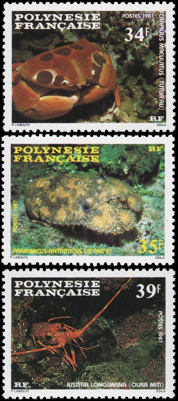 POLINESIA FRANCESA/SELLOS, 1987 - FAUNA MARINA - YV 275/77 - 3 VALORES - NUEVO