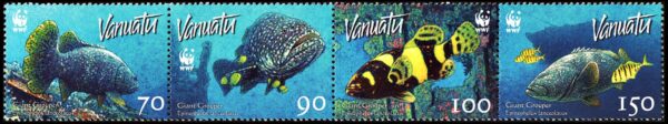 VANUATU/SELLOS, 2006 - W.W.F. - FAUNA AMRINA - PECES - 4 VALORES - NUEVO