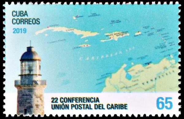 CUBA/SELLOS, 2019 - FAROS - MAPAS - 1 VALOR - NUEVO