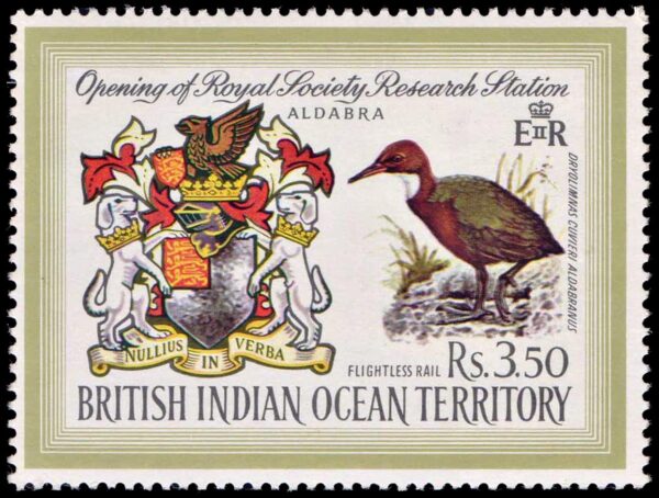 OCEANO INDICO BRITANICO (BIOT) SELLOS, 1971 - AVES - ESCUDO - YV 43 - 1 VALOR - NUEVO