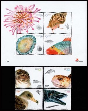 MADEIRA/STAMPS - MARINE FAUNA - YV 275/78 + BF 16 - 4 VALUES - MNH