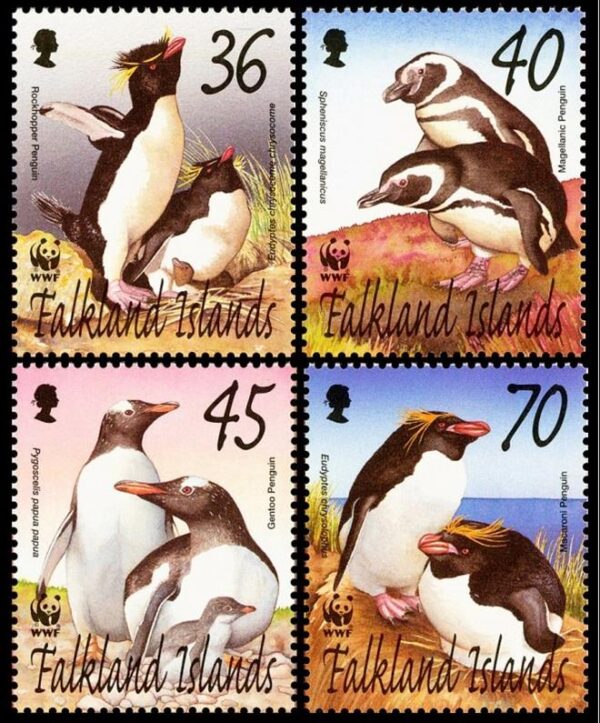 MALVINAS/SELLOS, 2002 - W,W,F.  PINGUINOS - YV 831/34 - 4 VALORES - NUEVO