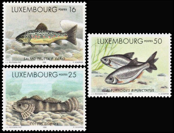 LUXEMBURGO/SELLOS, 1998 - FAUNA - PECES - YV 1387/89 - 3 VALORES - NUEVO