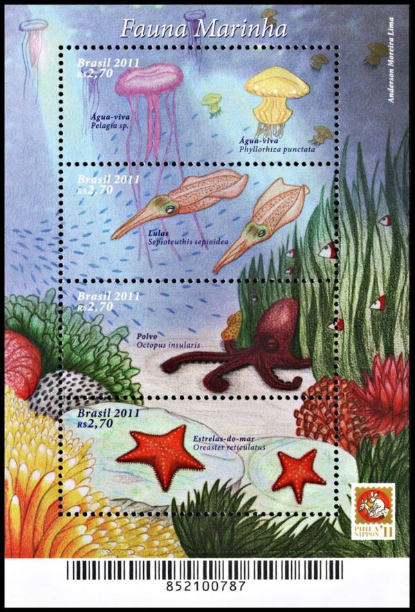 BRASIL/SELLOS, 2011 - FAUNA MARINA - YV BF 147 - BLOQUE - NUEVO