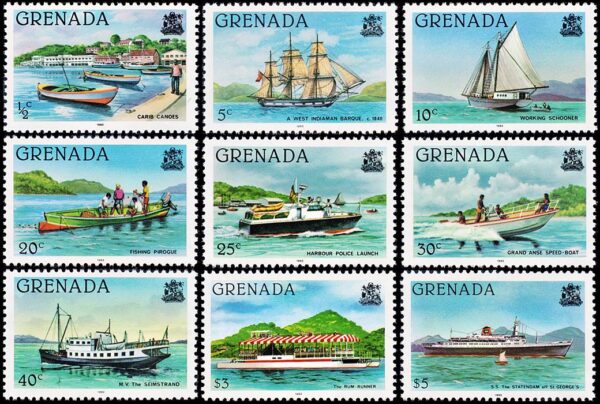 GRANADA/SELLOS, 1982 - BARCOS - SERIE ORDINARIA - YV 1018/26 - 9 VALORES - NUEVO