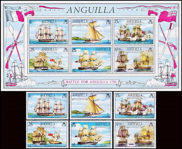 ANGUILLA/SELLOS, 1976 - BARCOS - YV 226/31 + BF 13 - 6 VALORES + BLOQUE - NUEVO