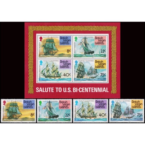 VIRGINS/STAMPS, 1976 - SHIPS - YV 307/10 + BF 7 - NUEVO