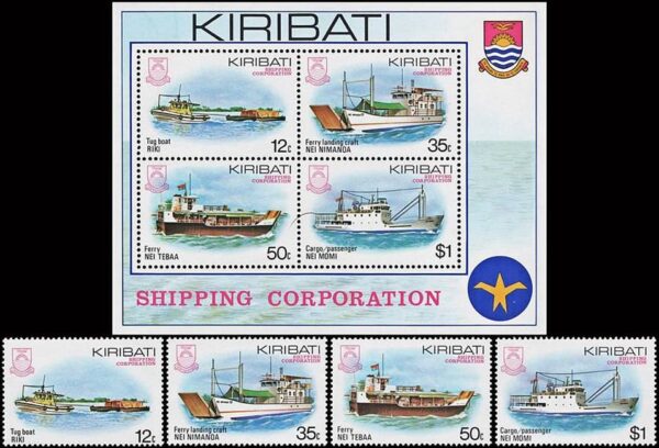 KIRIBATI/SELLOS, 1984 - BARCOS - YV 118/21 + BF 6 - 4 VALORES + BLOQUE - NUEVO